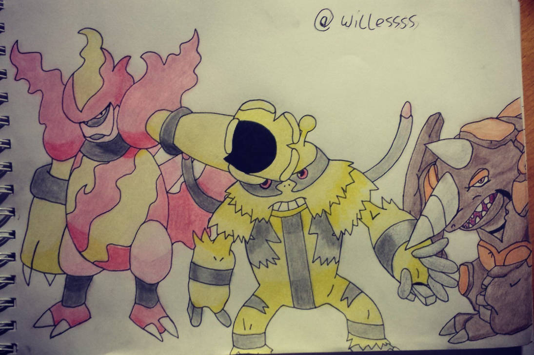 Rhyperior Draw Magmortar Electrivire and Rhyperior Drawing by Krayzieee on DeviantArt