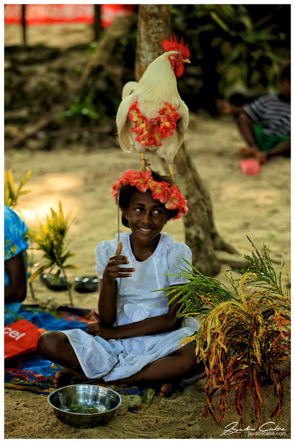 Vanuatu Rooster and Girl