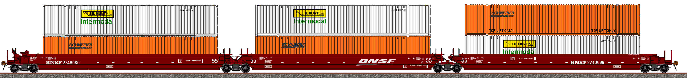 BNSF Articulated Triple Stack #1 by TrainiaxDrawer on DeviantArt