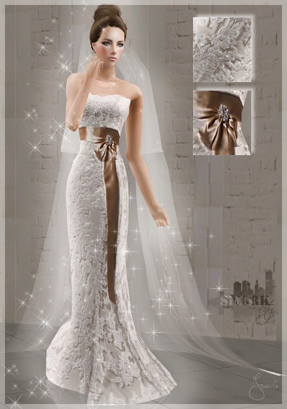 Wedding Dress Gold Bow (TS2)