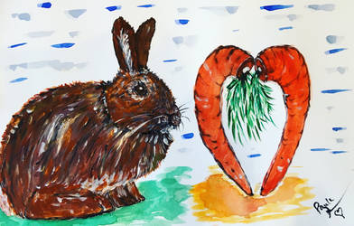 Bunny Loves Carrots - Watercolour