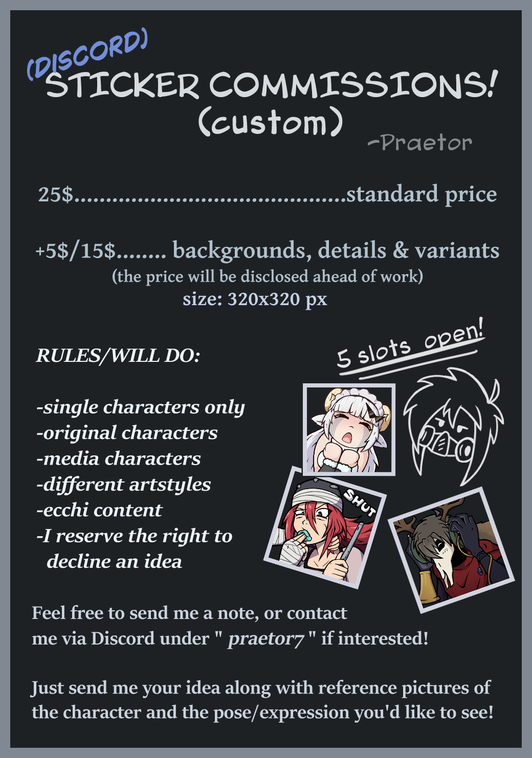 Sticker Comisioni Sticker commission sheet! (OPEN 2/5) by PraetorZ on DeviantArt