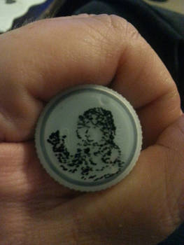 Bored on bottle cap.