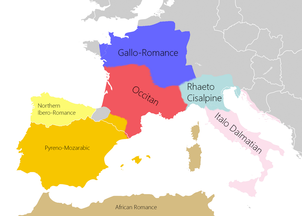 Rough map Western Romance languages in AD 814 by kazumikikuchi on ...