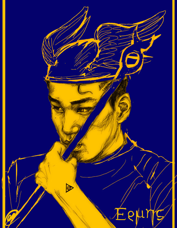 Kai as Hermes (god of travel) by dangerliesbeforeyou on DeviantArt