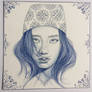 Jisoo - Delftware tiles pencil/pen drawing