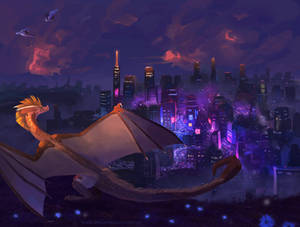 Neon city - commission SpeedPaint