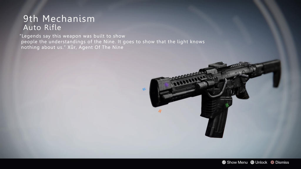 9th Mechanism Destiny Exotic Weapon Concept by LordOfManyMyths on