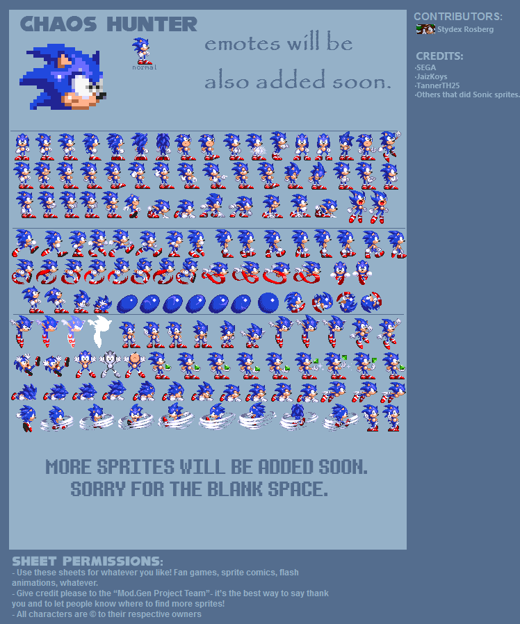 Mini Sheet Of Modgen Classic Sonic Custom Sprites by MekanTheGuy