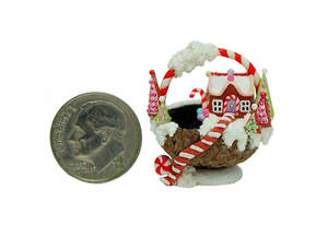 SWEET GINGERBREAD FAIRY HOUSE CANDY CHRISTMAS BASK by WEE-OOAK-MINIATURES