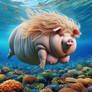 Lisa swam at the enchanted beach now she is a sow