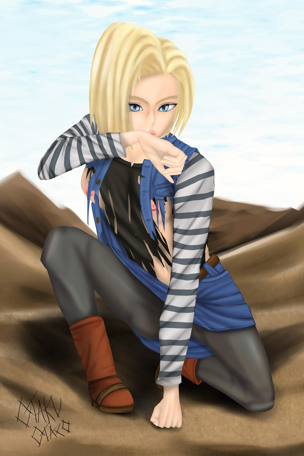 Android 18 Ripped Clothing Android 18 (Torn Clothes Version) by OtakuOtacoDraws on DeviantArt
