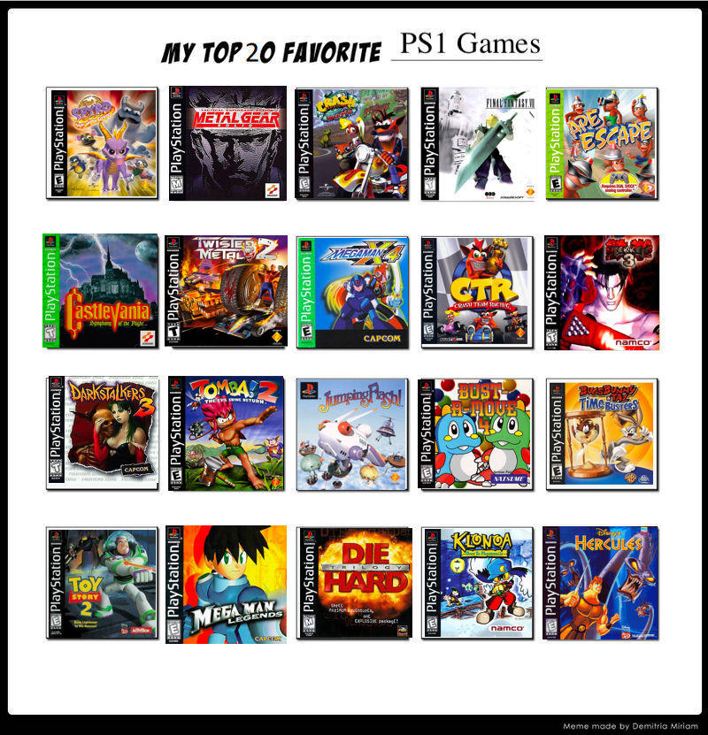 Top 20 PS1 games by on DeviantArt