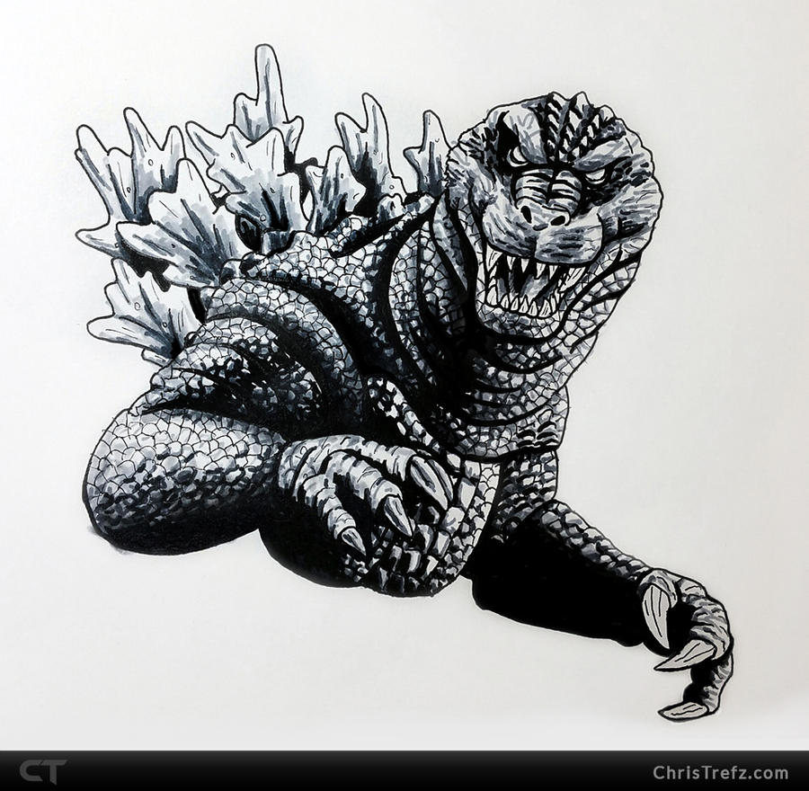 GMK Godzilla Sketch by chris-illustrator