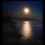 Moonlight over frozen lake..