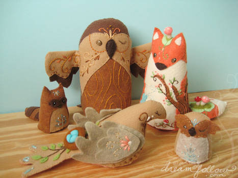 Plush woodland animals