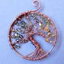 Wire wrapped copper tree of life with green/ yello