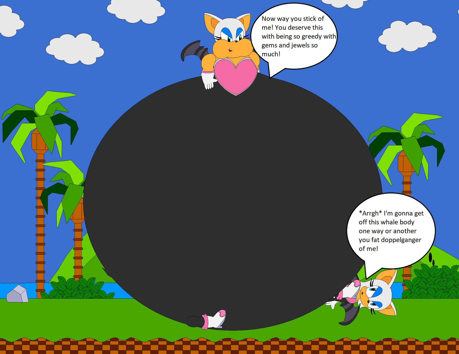 Fat Rouge sits on Sega Rouge by AndrewMachina on DeviantArt