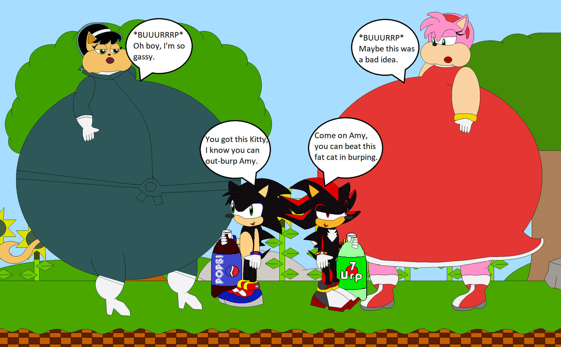 Kitty and Amy having a Burping Contest by AndrewMachina on DeviantArt