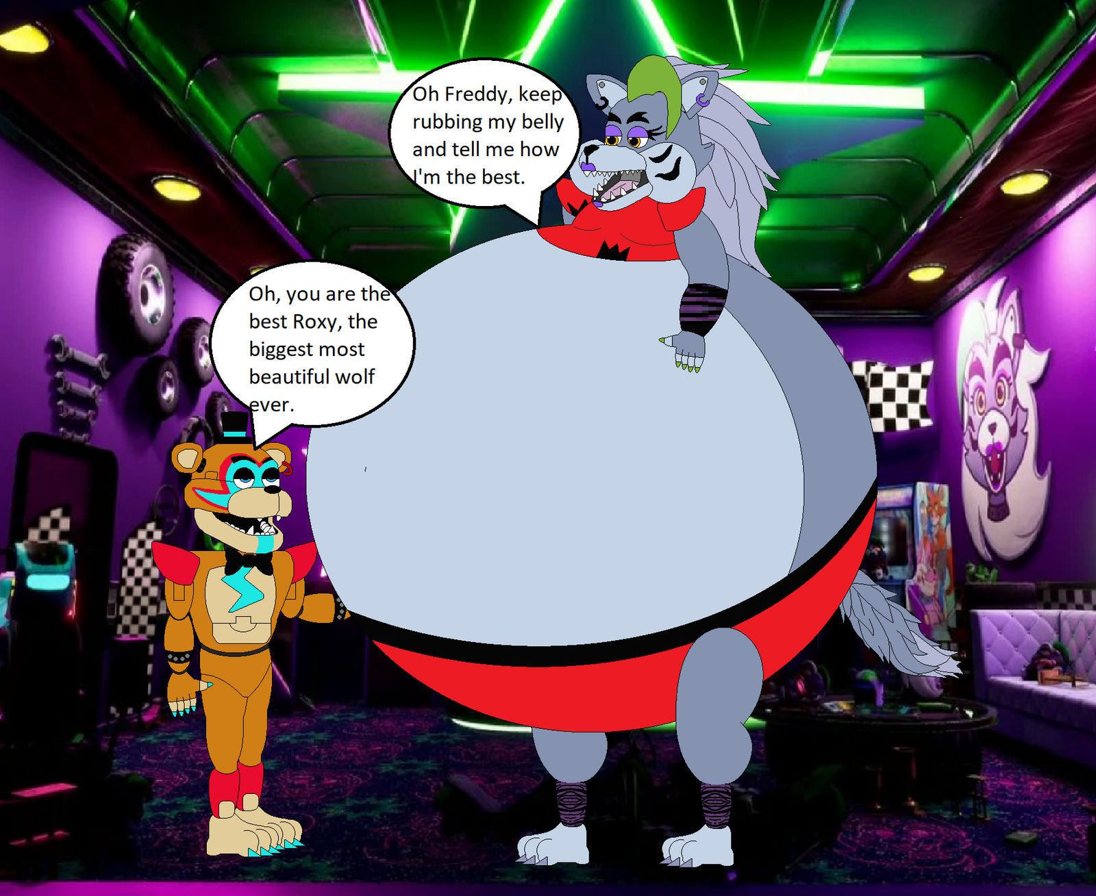 Funny Roxy Glamrock Freddy x Fat Roxy by AndrewMachina on DeviantArt