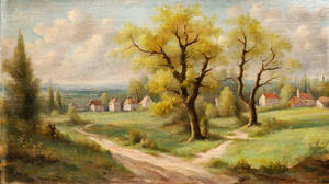 Old Oil Painting Of A French Landscape 1