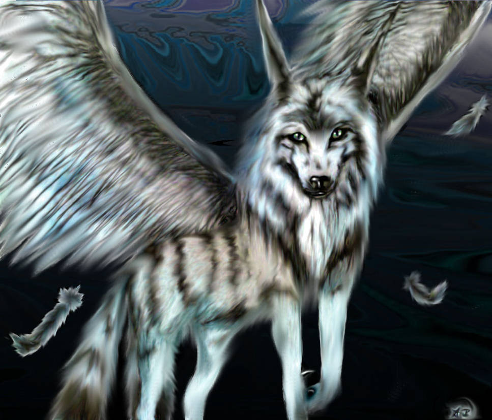 Крылатый волк. Симуран крылатый волк. Симуран волчица. Огненный Симуран. Волк с крыльями.