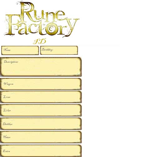 Rune factory ID template