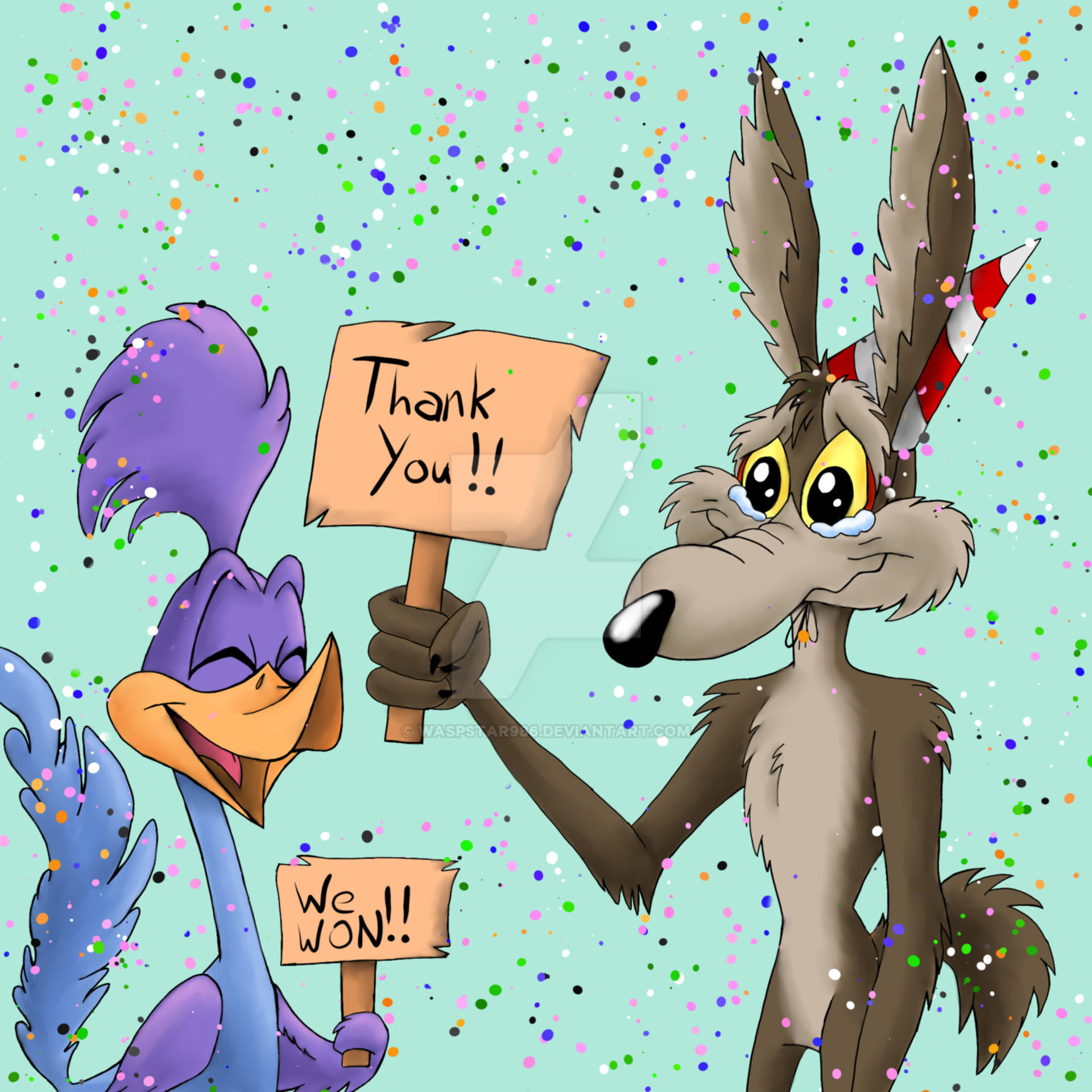 Wile E. Coyote and Beep-Beep Celebrating by Waspstar986 on DeviantArt