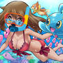 Pokemon May Snorkeling underwater with Manaphy 2