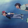 Pokemon Ash, Sam, and Celebi Underwater