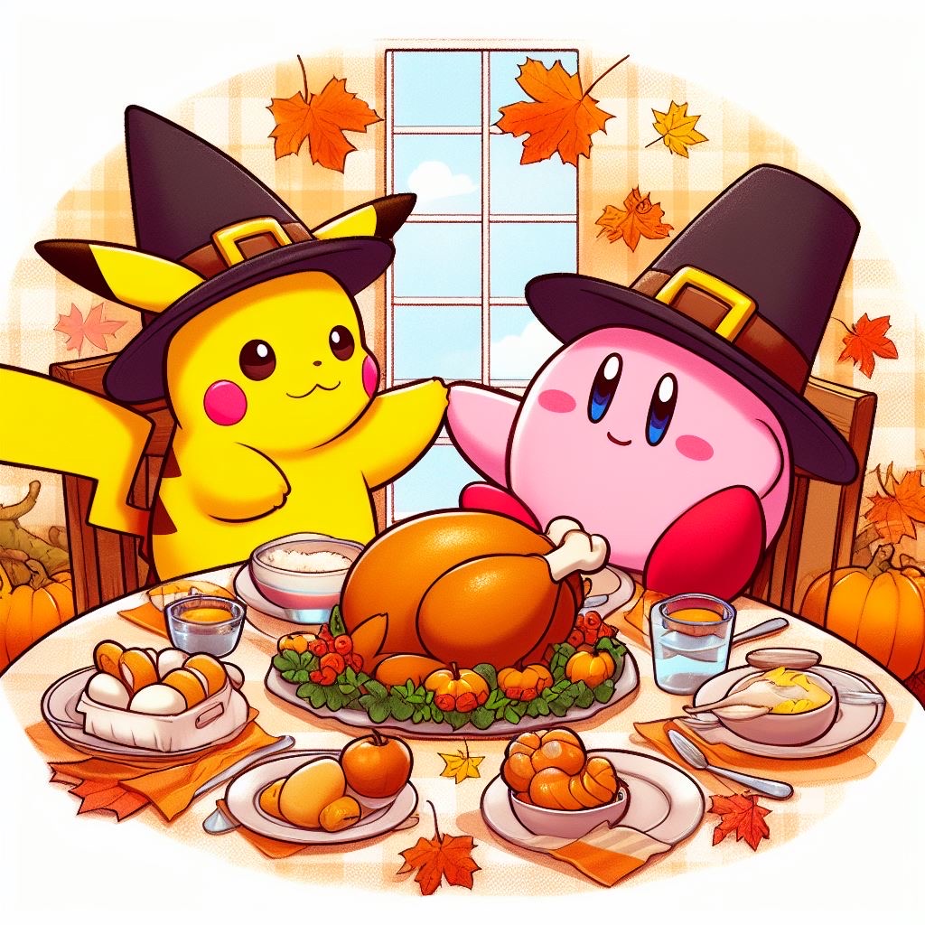 Picachu Turkey Happy Thanksgiving from Pikachu and Kirby by ChrisGraduate27 on DeviantArt