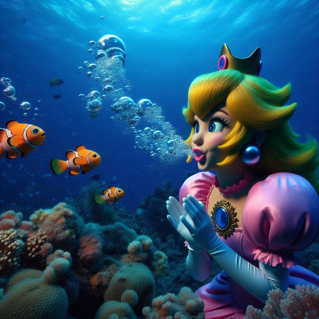 Prunces Fish Princess Peach with 3 fish by ChrisGraduate27 on DeviantArt
