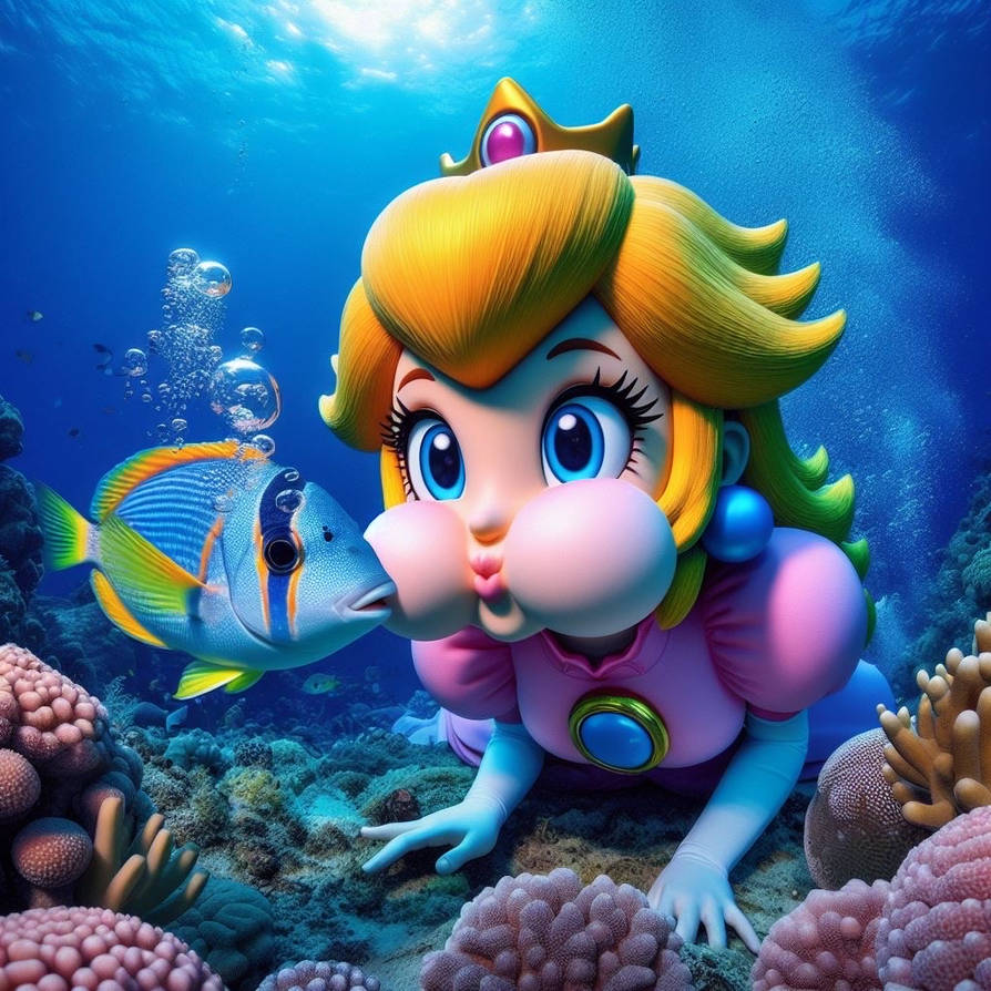 Princess Peach with a fish by ChrisGraduate27 on DeviantArt