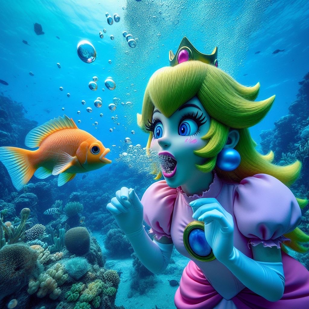 Prunces Fish Princess Peach with a fish by ChrisGraduate27 on DeviantArt