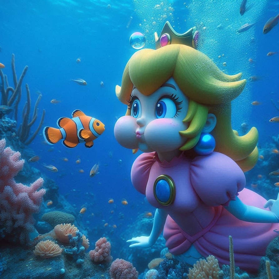 Princess Deep Princess Peach holding breath underwater by ChrisGraduate28 on DeviantArt
