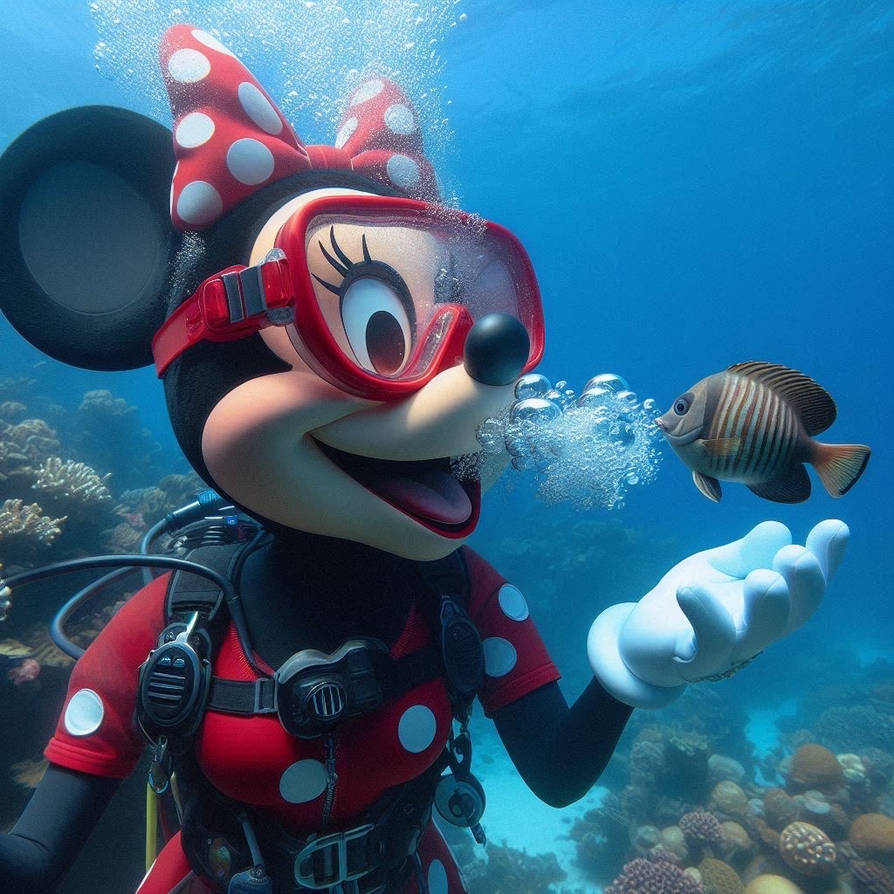 Mini Mouse Rafting Minnie Mouse makes an underwater friend by ChrisGraduate27 on DeviantArt