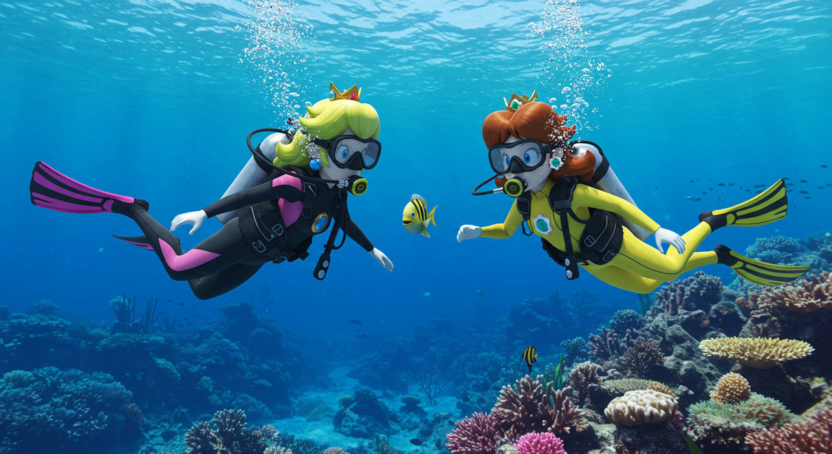 Phd Princess Princess Peach and Daisy Scuba Fun by ChrisGraduate28 on DeviantArt