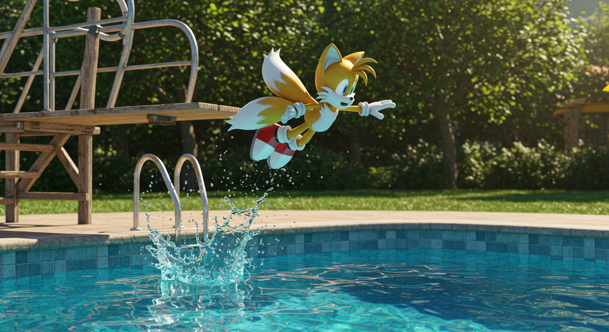 Tails Pool Tails Miles Prower dives into the pool by ChrisGraduate28 on DeviantArt