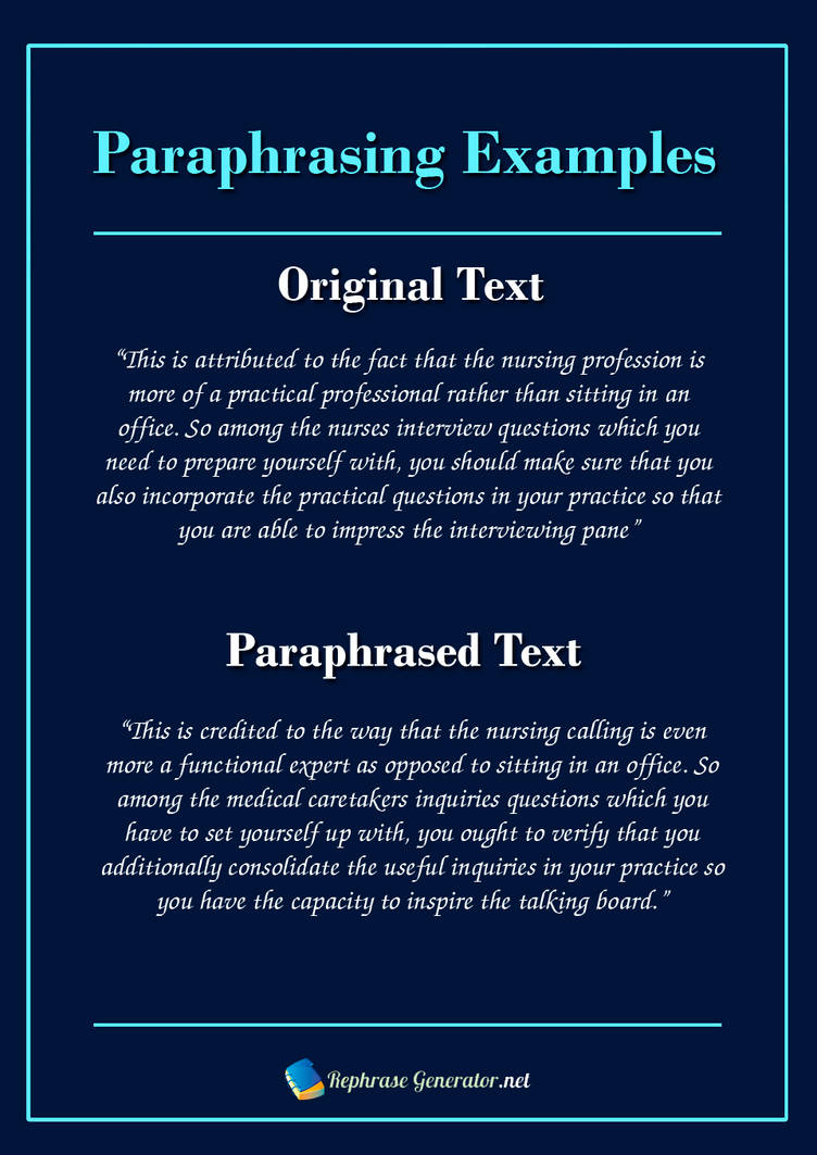 Paraphrasing Examples by RephraseExamples on DeviantArt