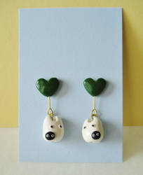 White totoro and soot sprite earrings