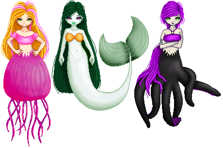 Mermaid, Jellymaid, Octomaid OC's