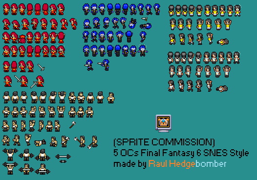 Ff6 Sprites COMMISSION: 5 OC Sprite Sheet FF6 SNES Style by raulhedgebomber on ...