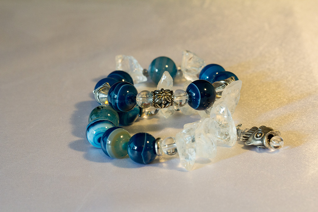 'Baikal' -  blue agate and quartz bracelet set