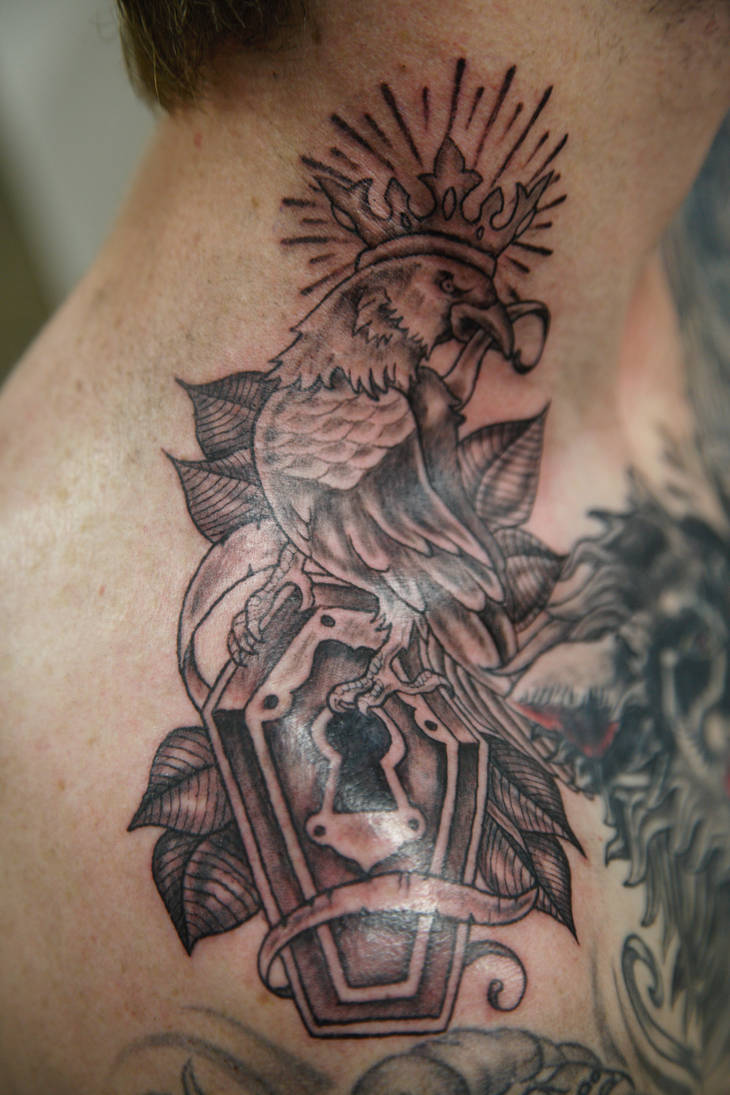 Traditional shoulder / neck tattoo done by Tyson by reillytattoos on