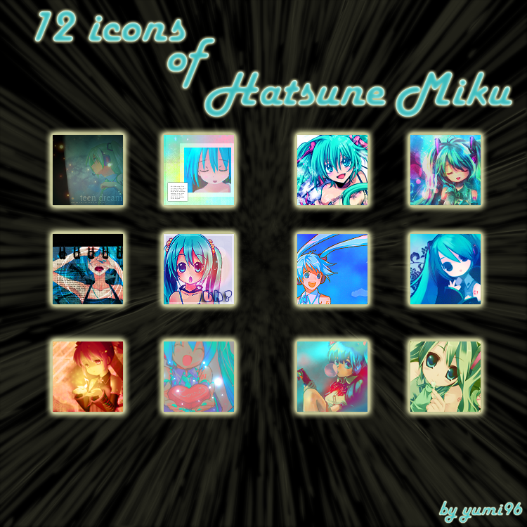 12 icons of Hatsune Miku