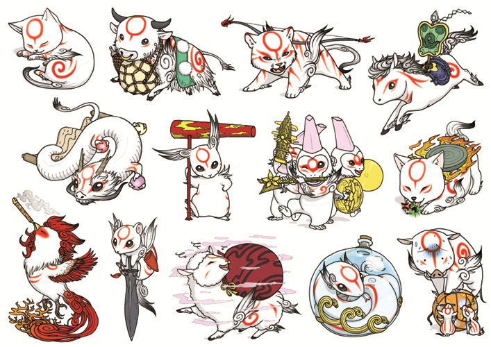 Okamiden - Chibi and Kurow by krystlekmy on DeviantArt