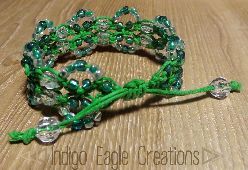 Green Beaded Drawstring Bracelet