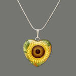 Sunflower Glass Heart Pendant by sevvysgirl