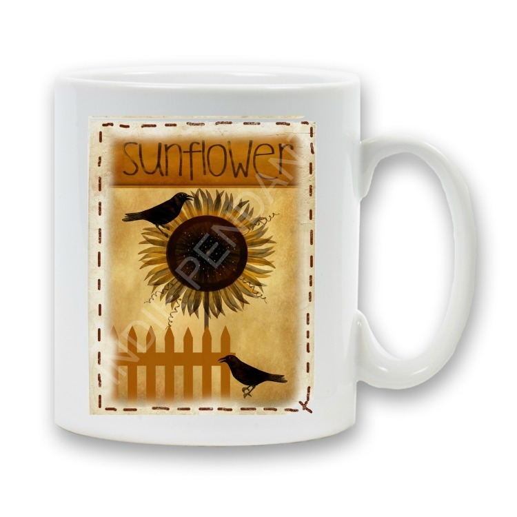 Sunflower and Crows Mug