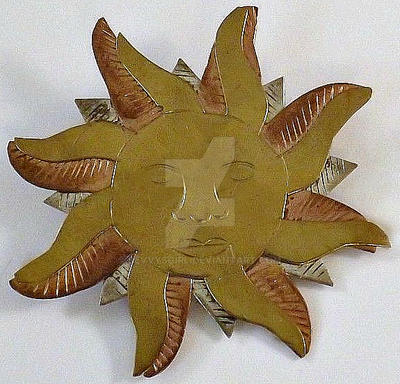 Vintage Tri-colour Sun Brooch